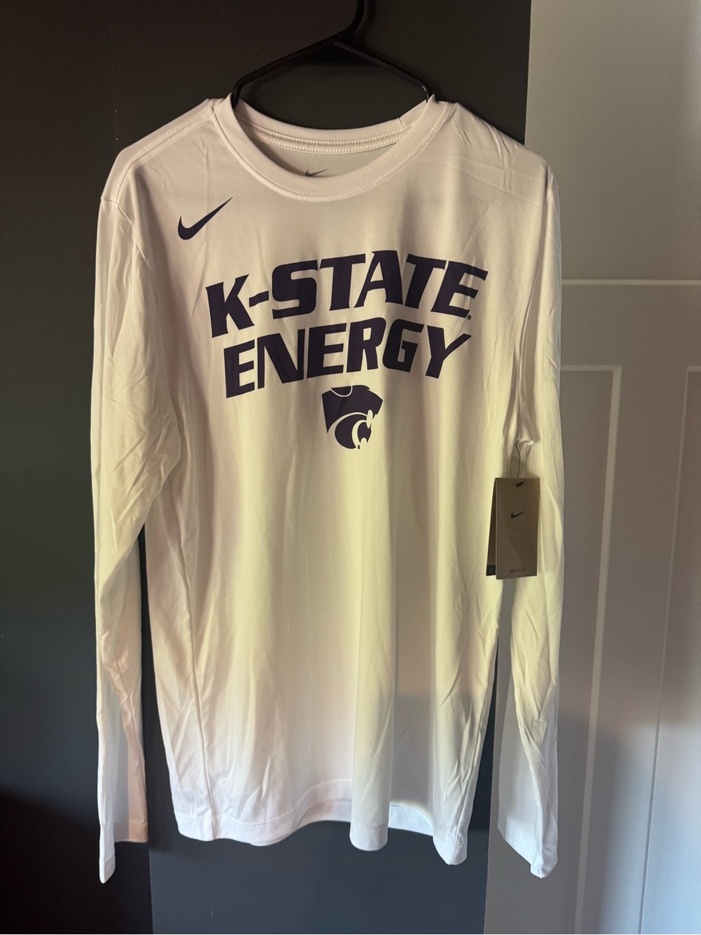 Nike K-State Energy Long-Sleeve Tee - White with Purple Logo